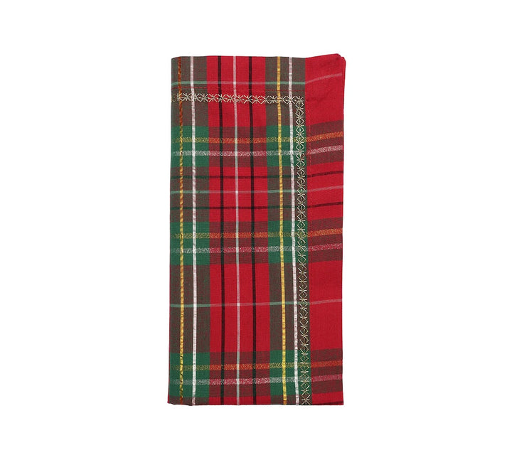 Xmas Plaid Napkin in Red, Green & Gold