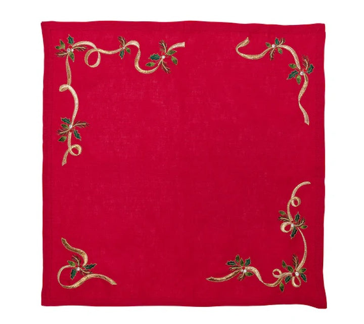 Xmas Ribbon Napkins Red