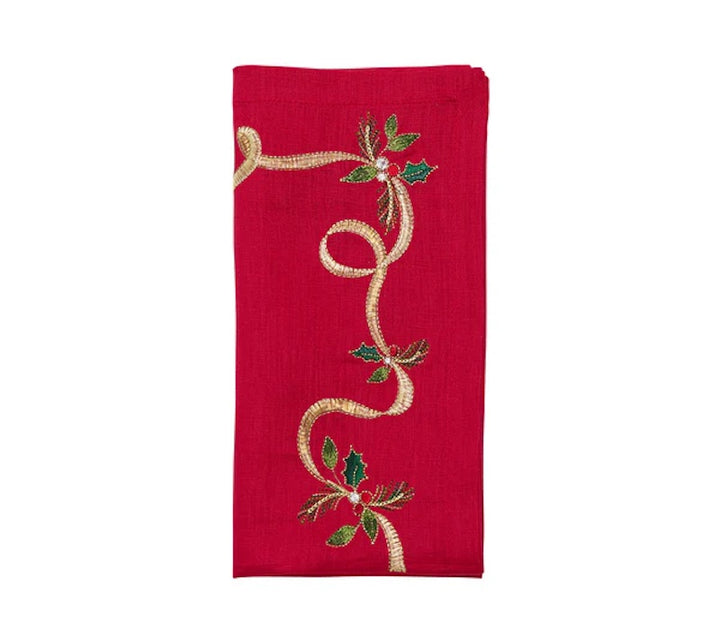 Xmas Ribbon Napkins Red