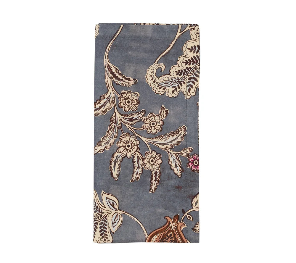 Paisley Vine Napkin in Blue & Gray