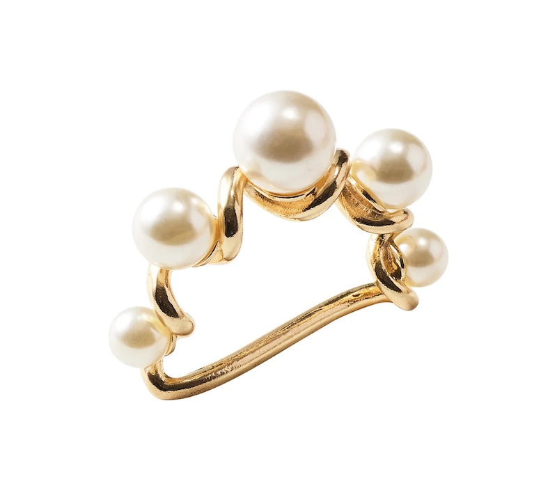 Pearl Drift Napkin Ring in Pearl & Gold