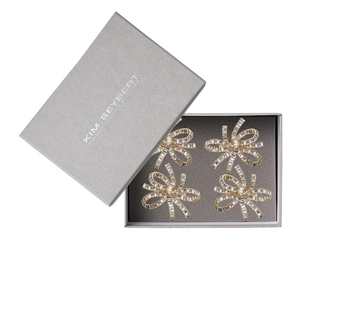 Jeweled Bow Napkin Ring in Gold & Crystal