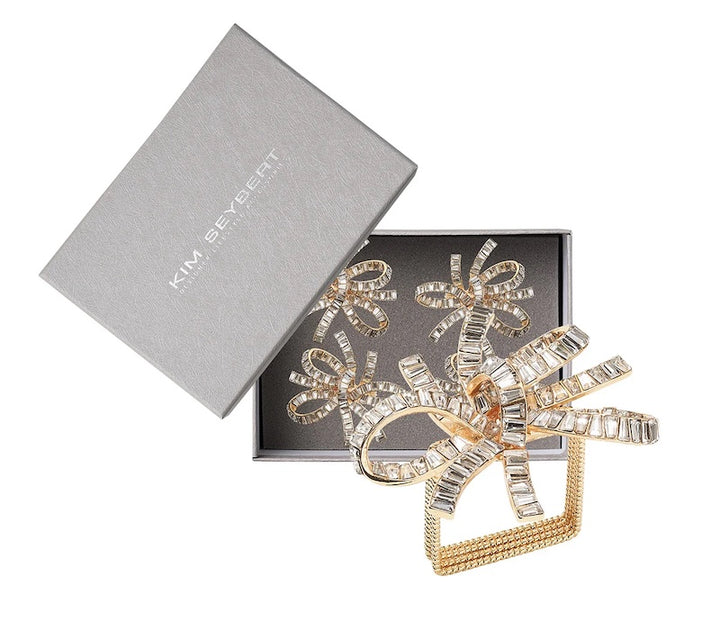 Jeweled Bow Napkin Ring in Gold & Crystal