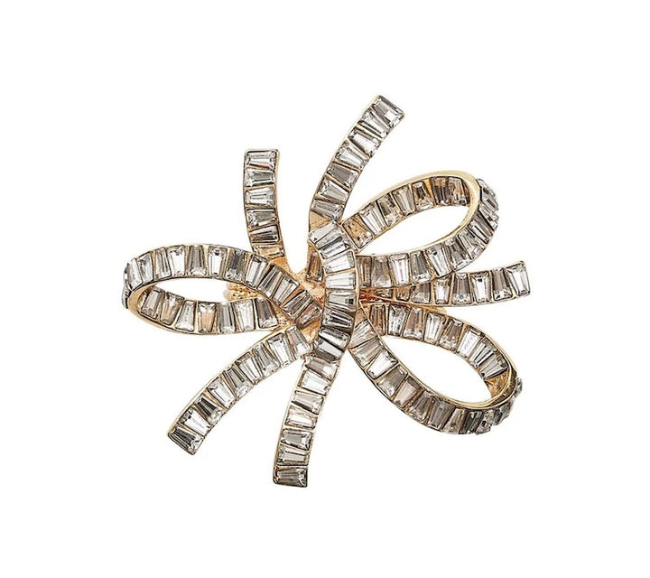 Jeweled Bow Napkin Ring in Gold & Crystal
