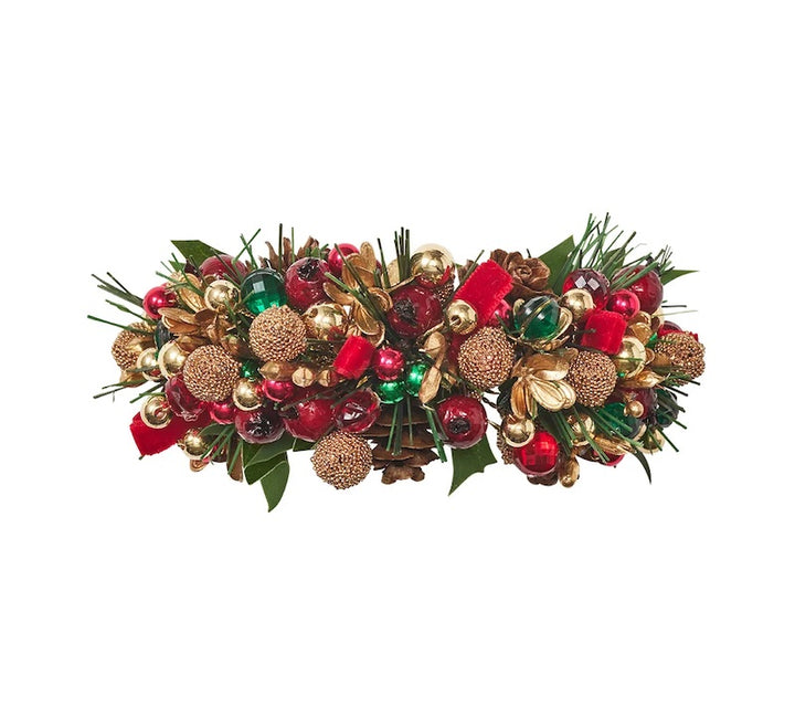 Tinsel Bow Napkin Ring in Red, Green & Gold