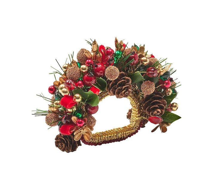 Tinsel Bow Napkin Ring in Red, Green & Gold