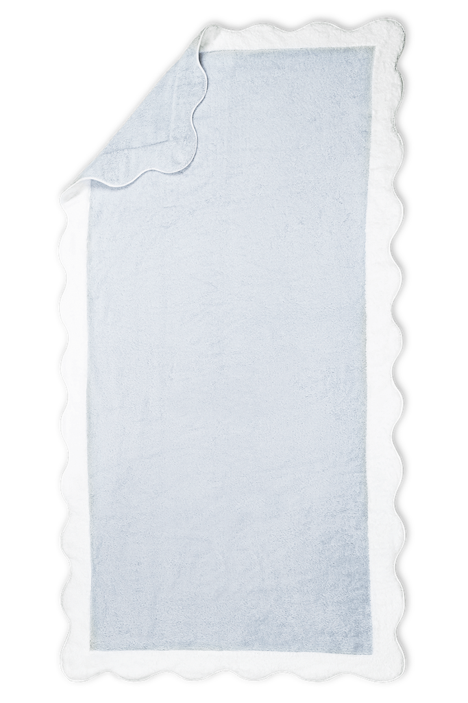 Matouk Neptune Pool Towel Light Blue and White