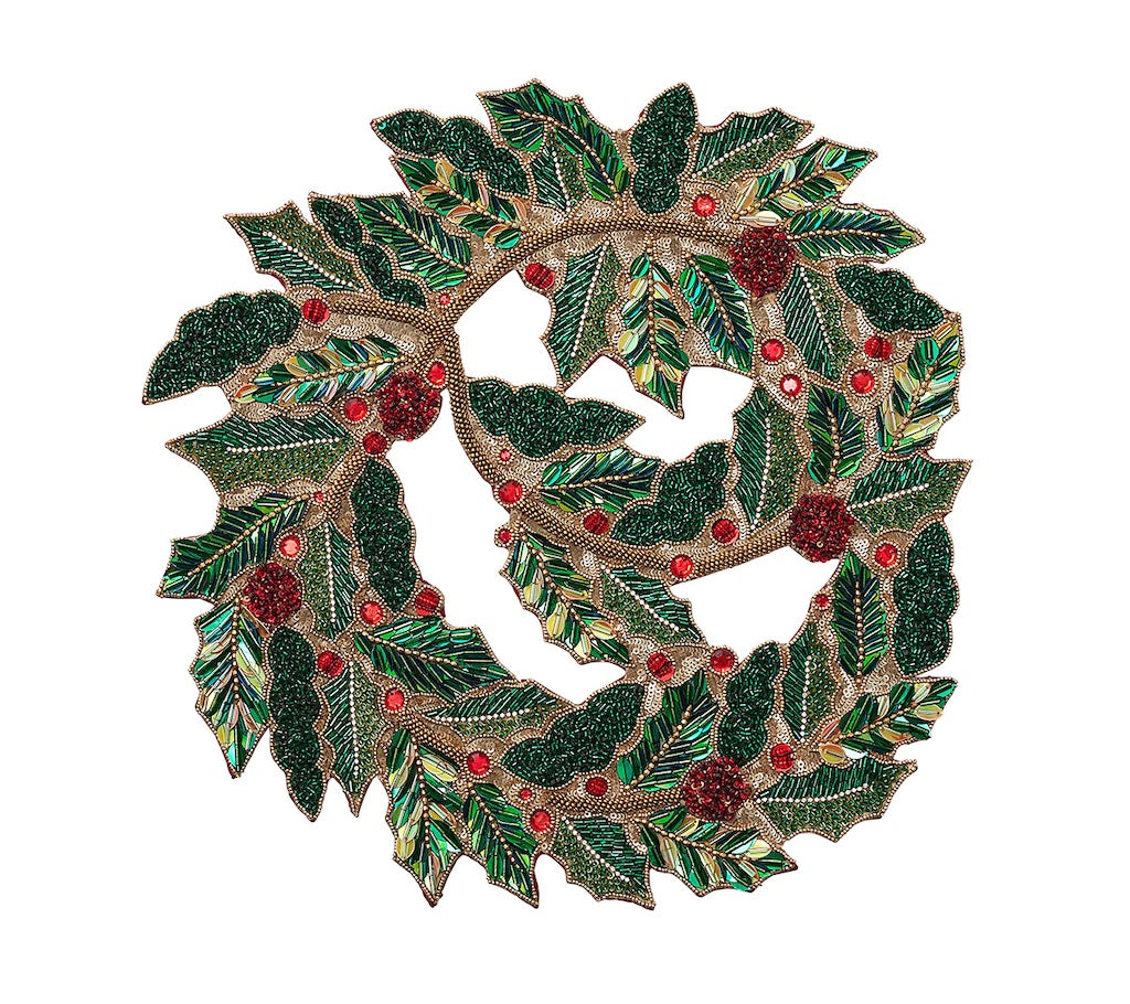 Tidings Placemat in Red, Green, and Gold