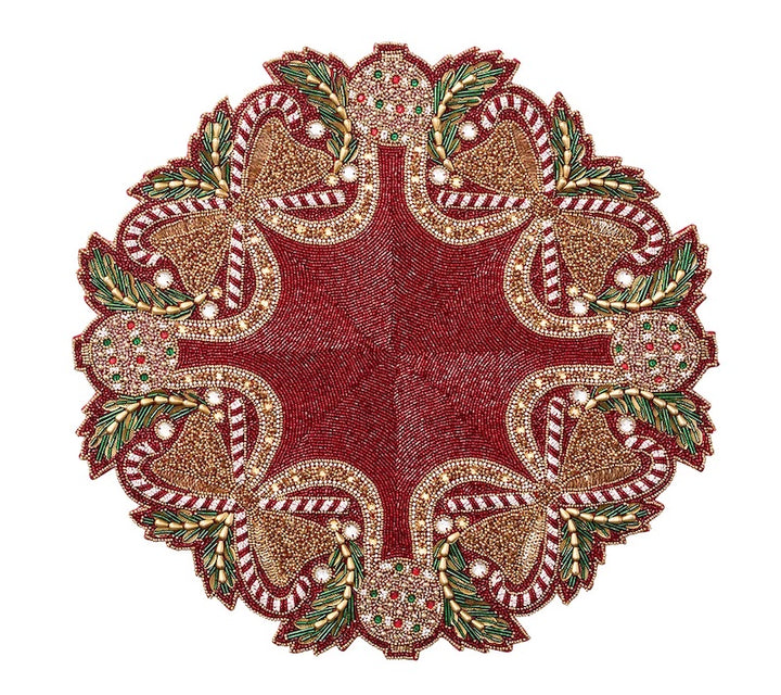 Candy Cane Bow Placemat in Red, Green & Gold