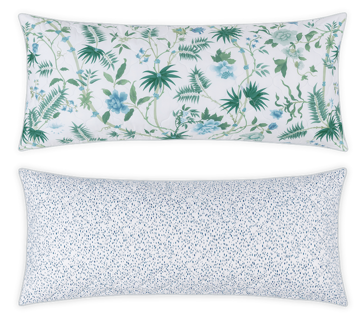 Matouk Schumacher Reversible Pillow Collection Palmyra Emerald/Celine Blue