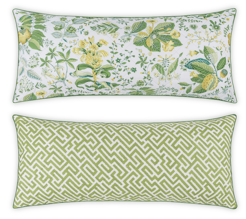 Matouk Schumacher Reversible Pillow Collection Pomegranate Citrus/Gabriel Grass
