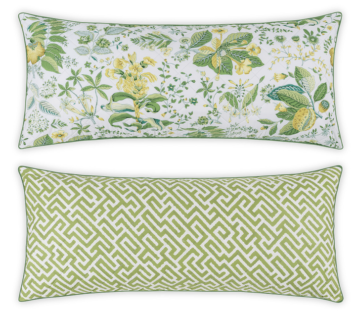 Matouk Schumacher Reversible Pillow Collection Pomegranate Citrus/Gabriel Grass