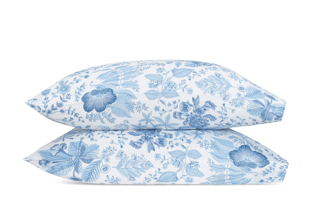 Matouk Schumacher Pomegranate Linen Porcelain Blue