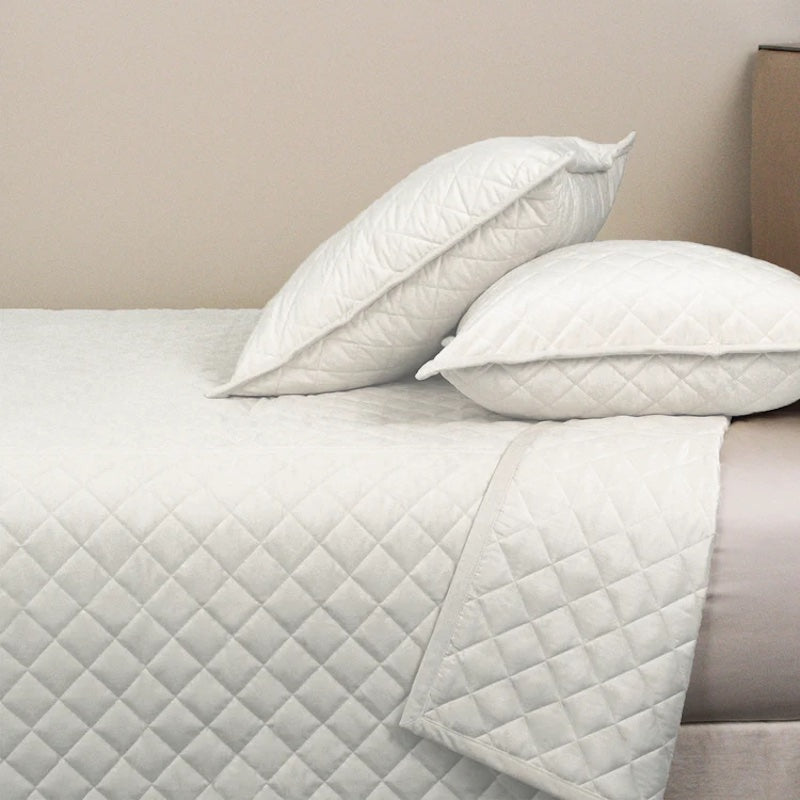 Velvet Coverlet Set in White