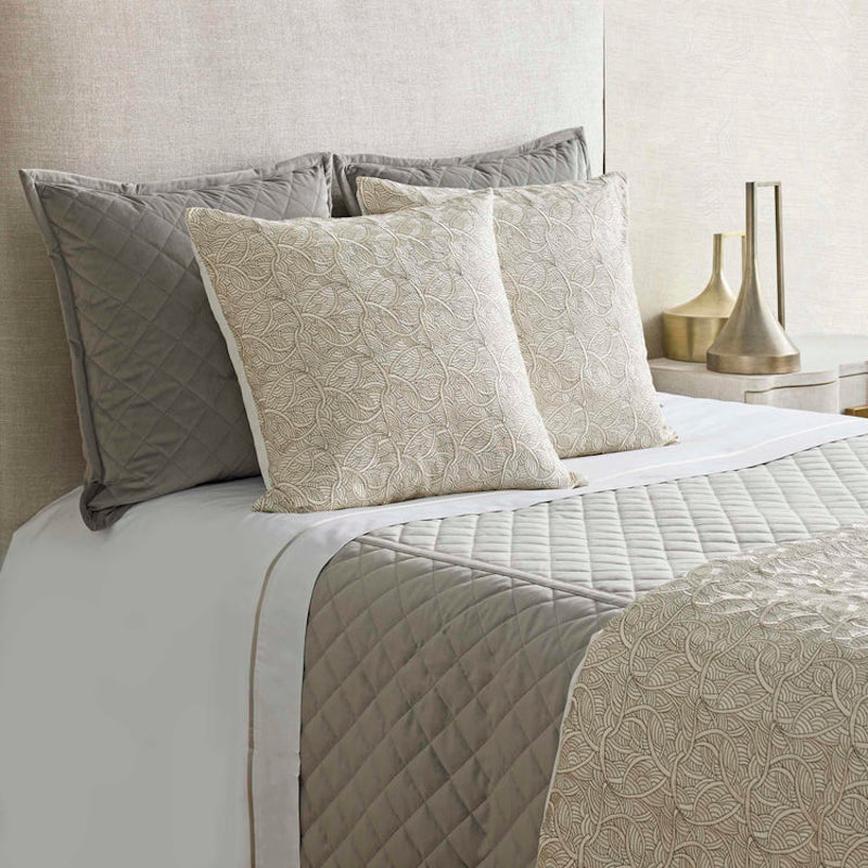 Velvet Coverlet Set in Grey