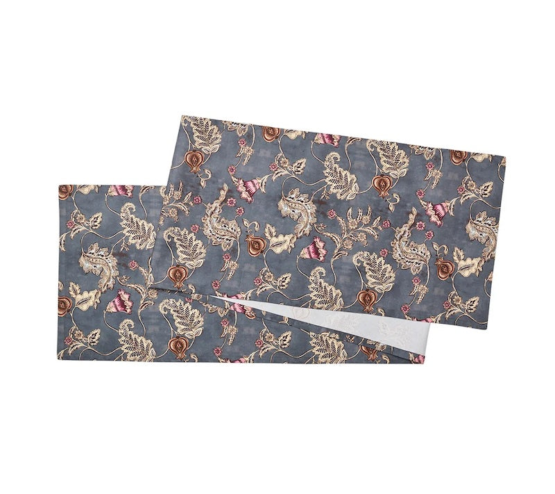 Paisley Vine Runner in Blue and Gray