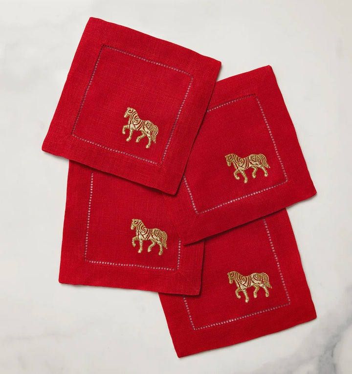Year Of The Horse Napkins in Red and Gold