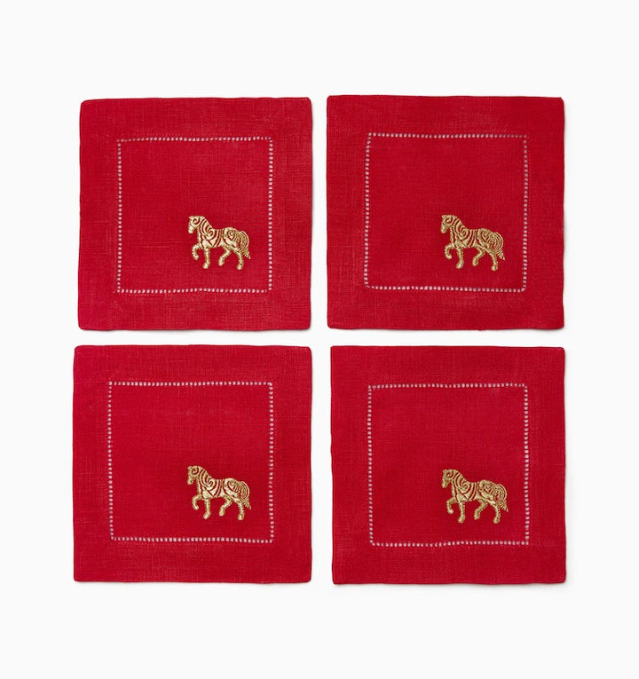 Year Of The Horse Napkins in Red and Gold