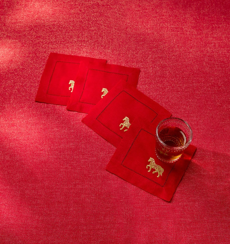 Year Of The Horse Napkins in Red and Gold