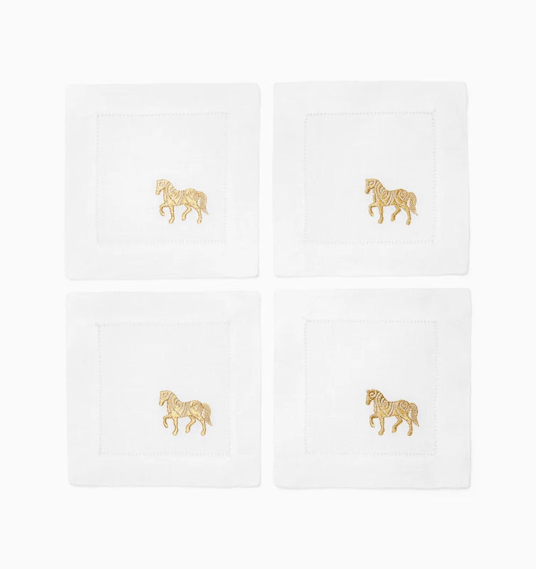 Year Of The Horse Napkins in White and Gold