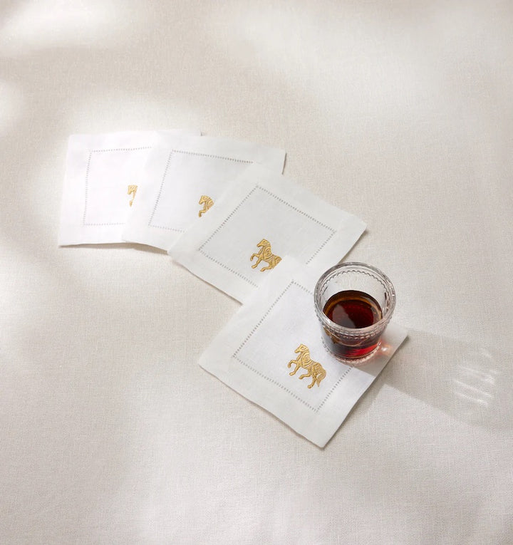Year Of The Horse Napkins in White and Gold