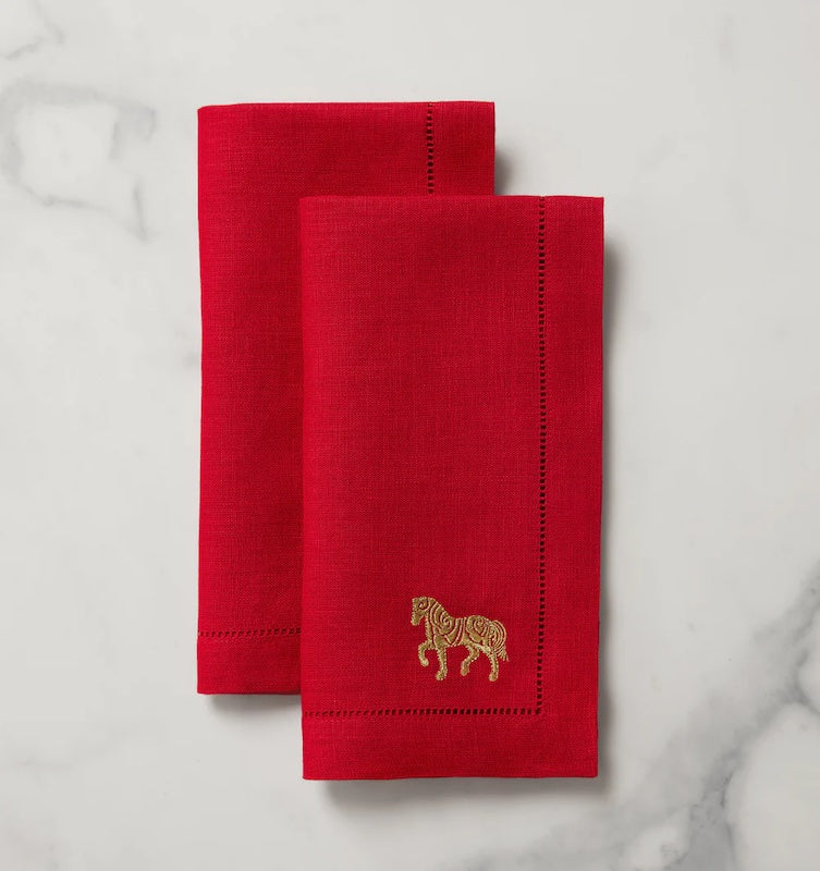 Year Of The Horse Napkins in Red and Gold
