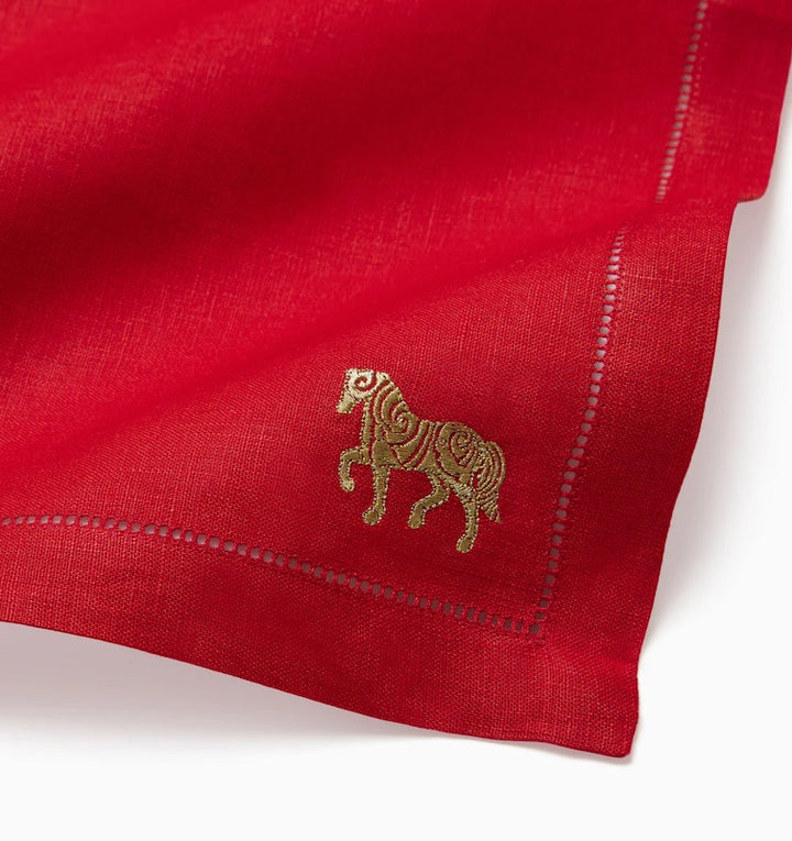 Year Of The Horse Napkins in Red and Gold