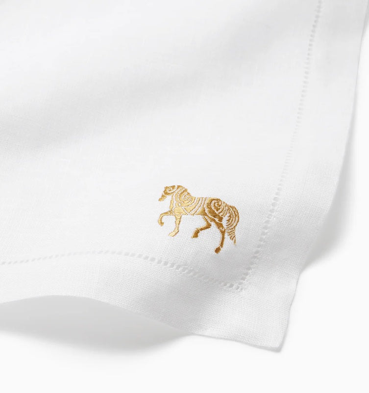 Year Of The Horse Napkins in White and Gold