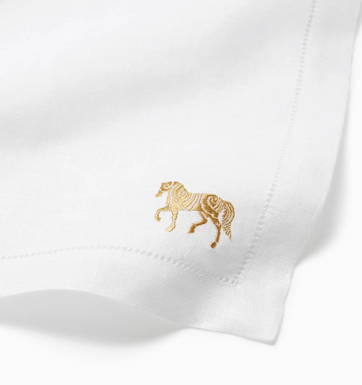 Year Of The Horse Napkins in White and Gold