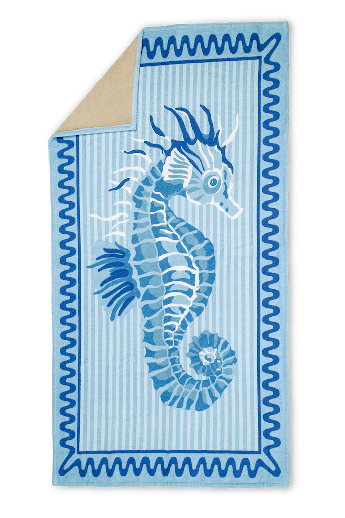 Matouk Schumacher Seahorse Beach Towel Bermuda Blue