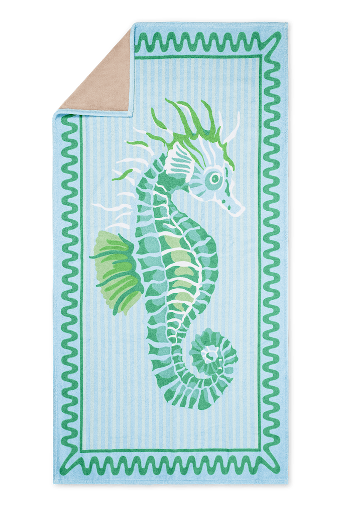 Matouk Schumacher Seahorse Beach Towel Aquamarine