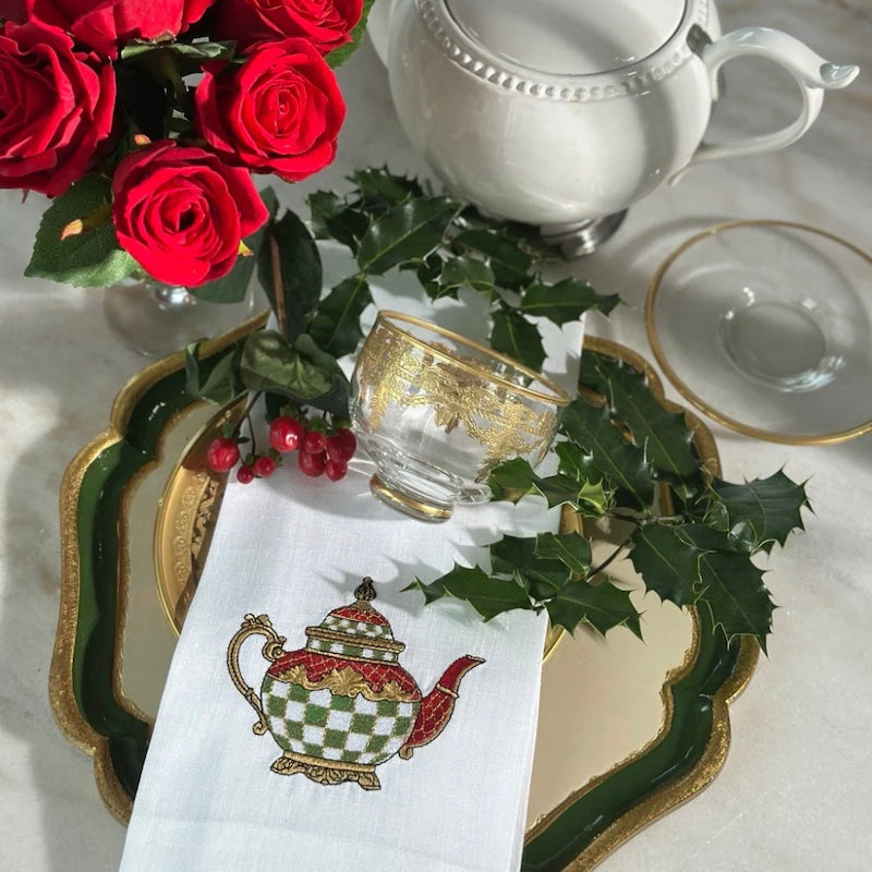 Christmas Teapot Linen Towel