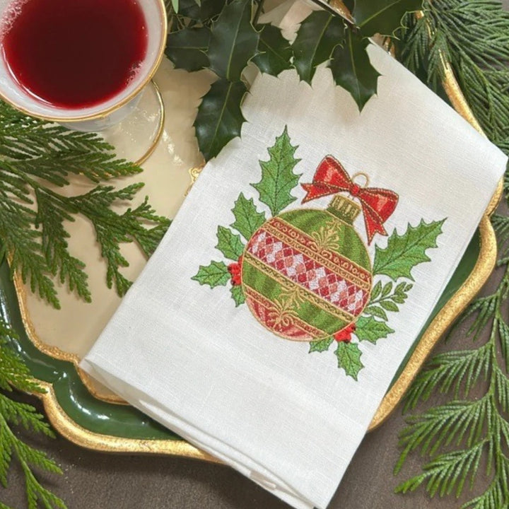 Christmas Bauble Linen Towel