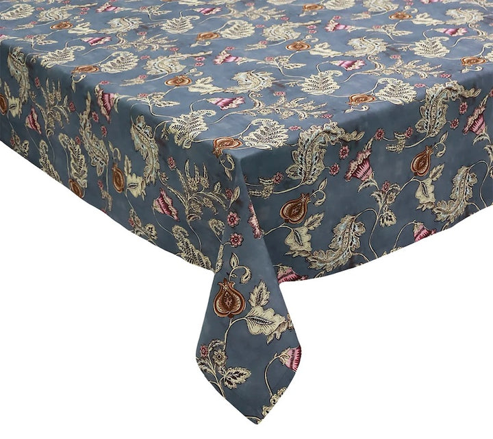 Paisley Vine Tablecloth in Blue & Gray
