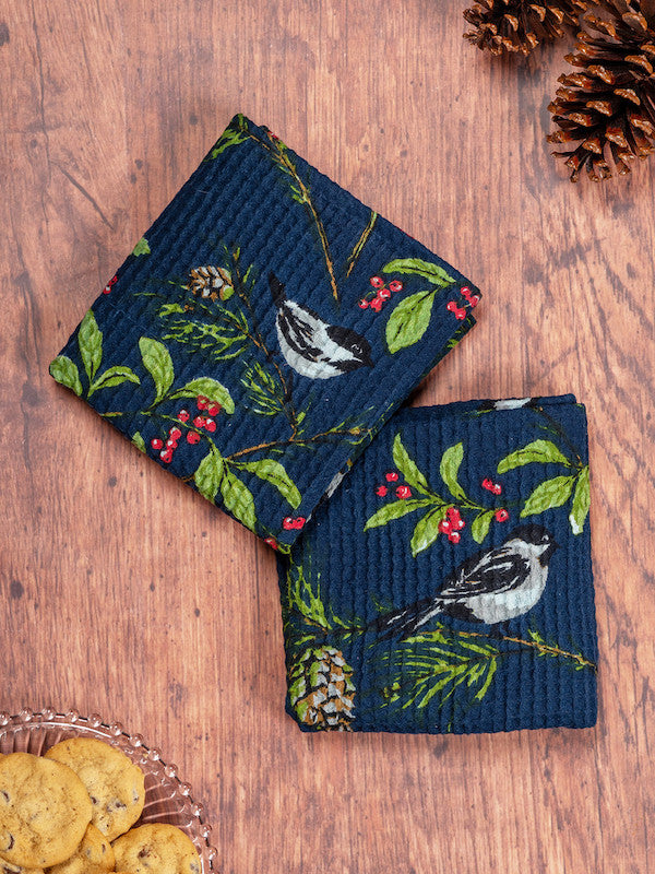 Chickadee Tea Towel Set - Navy