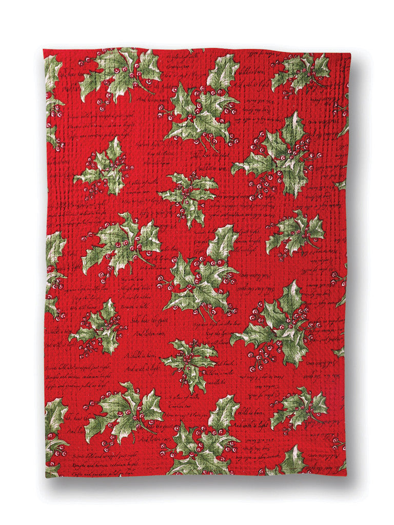 Holly Song in Red Tea Towel