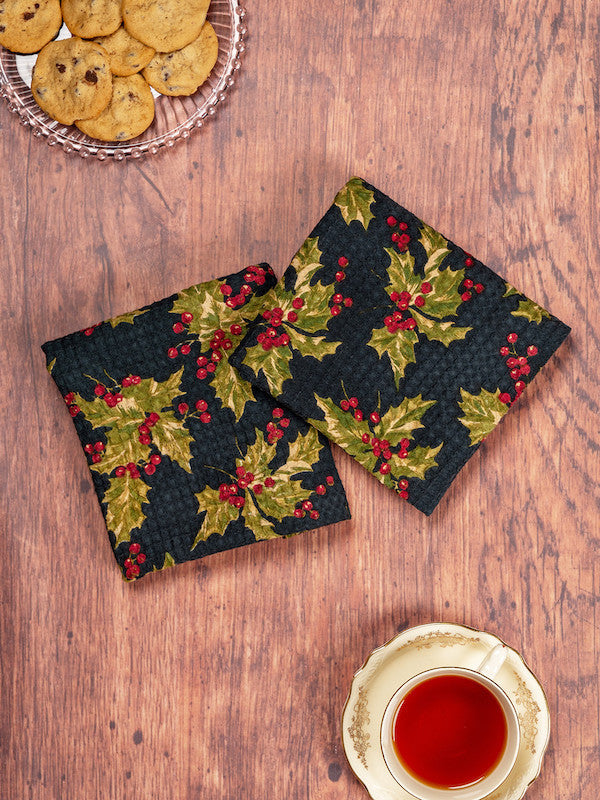 Winterberry Tea Towel - Black