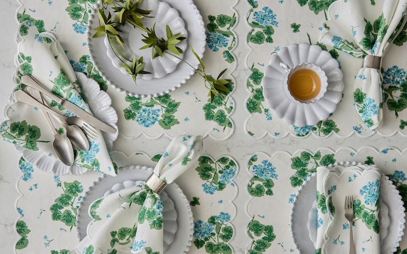 Matouk Geranium Table Linens Blue