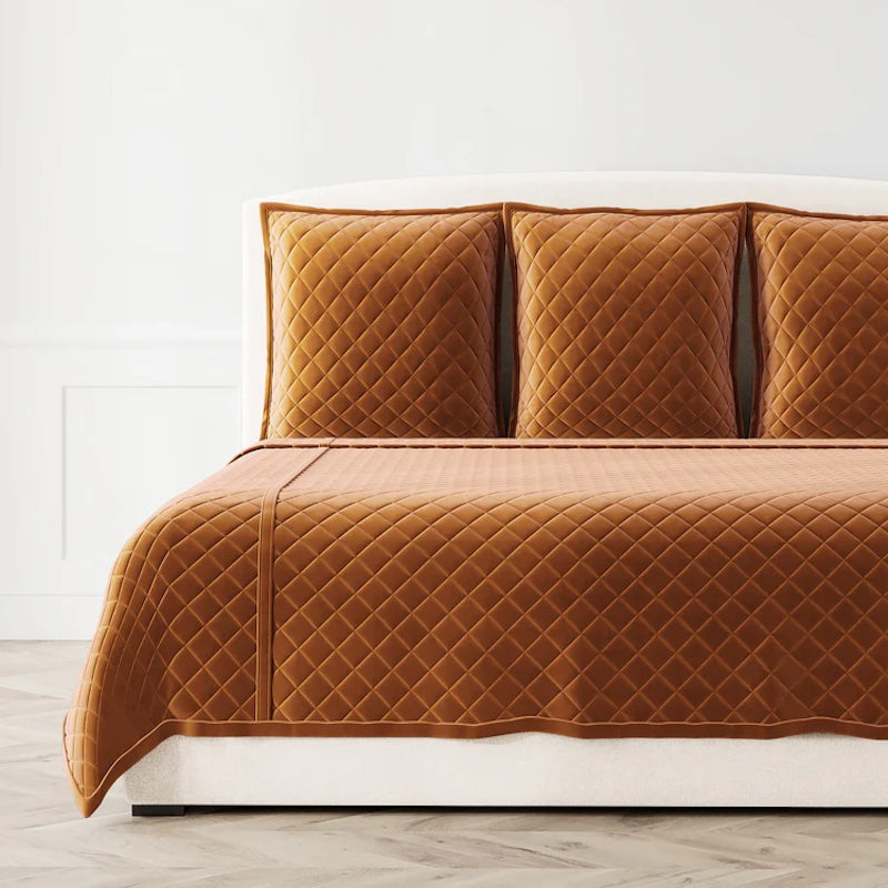 Velvet Coverlet Set in Amber