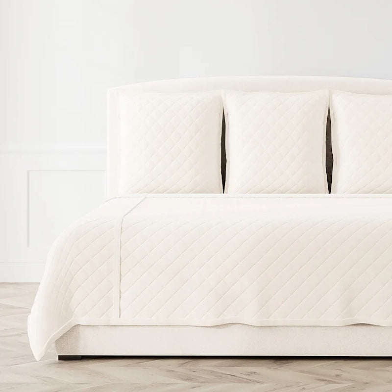 Velvet Coverlet Set in Ivory