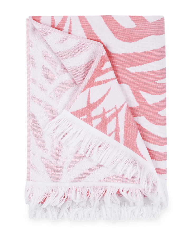 Matouk Schumacher Zebra Palm Beach Towel Flamingo