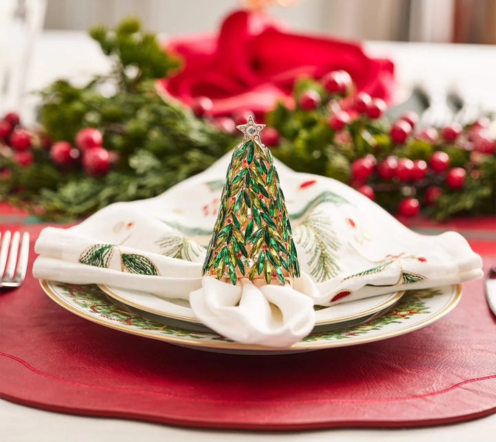 Bejeweled Xmas Napkin Ring in Red, Green & Gold