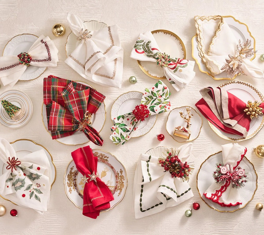 Bejeweled Xmas Napkin Ring in Red, Green & Gold