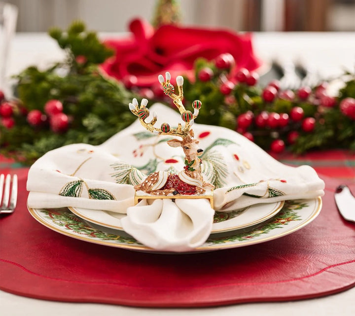 Blitzen Napkin Ring in Brown & Multi