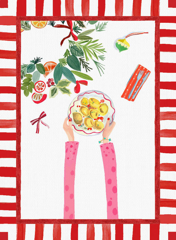 Hand On Xmas Tortellini Kitchen Towel