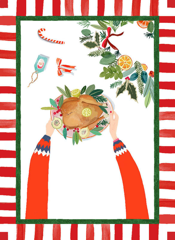 Hand On Xmas Tacchino Kitchen Towel