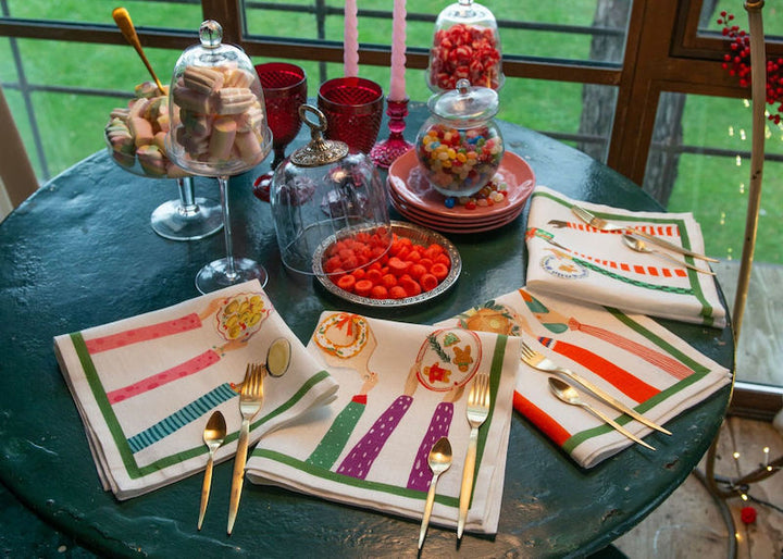 Hand On Xmas Dinner Napkins Linen Blend