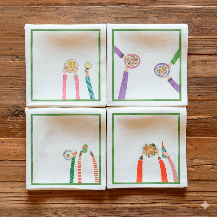 Hand On Xmas Dinner Napkins Linen Blend