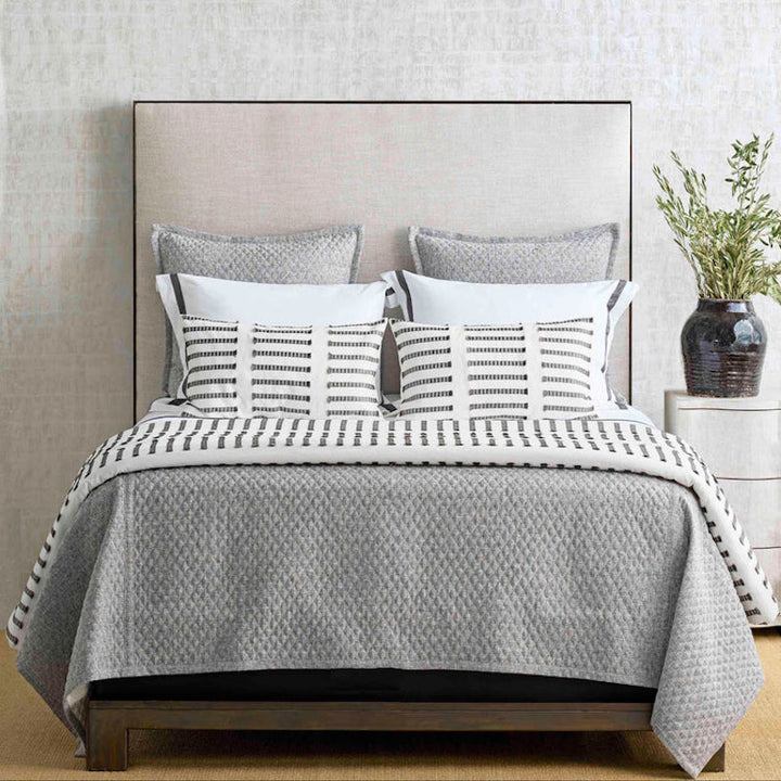Faux Flax Coverlet Set in Cream and Grey
