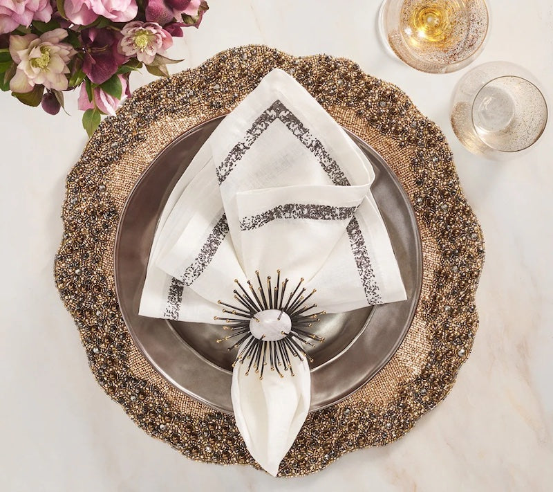 Flare Napkin Ring Gold & Black